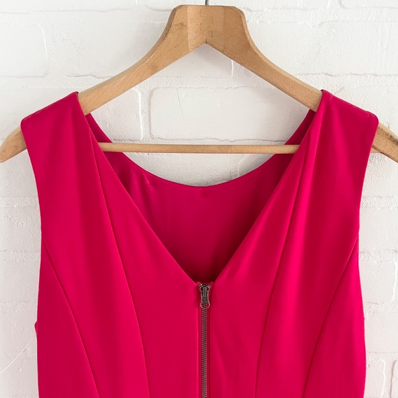 Adrianna Papell Red Pleated Mini Dress Jeweled Neck Tulle Lining Formal Sz 14 - Picture 6 of 15